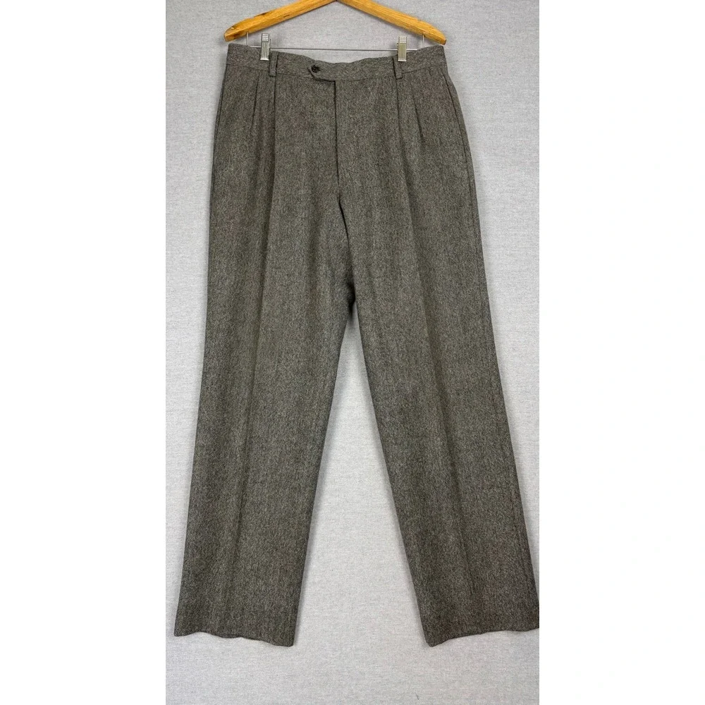 Joseph Abboud Saks Fifth Avenue Mens 2pc Suit Grey Wool 40R‎ 33x32 Tweed Blazer